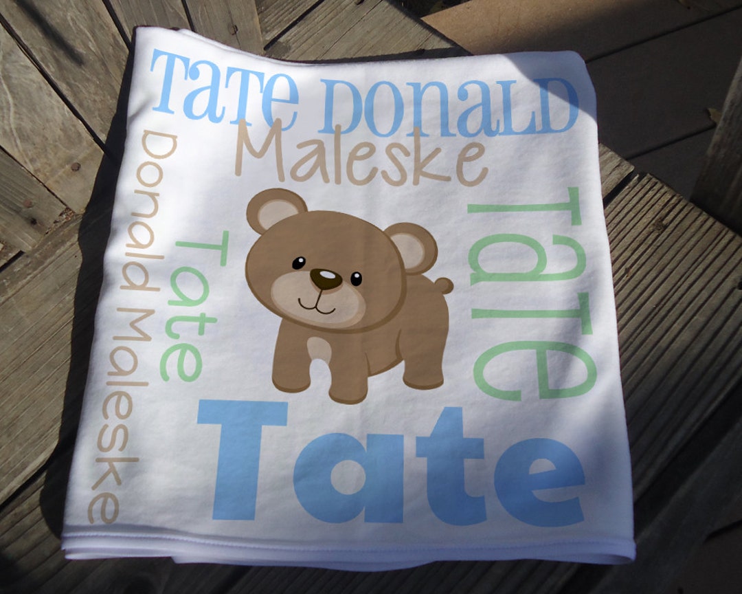 Personalized Baby Boy Blanket Bear Receiving Blanket Etsy