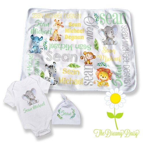 Personalized BABY NAME Swaddle Baby Boy Swaddle Hat Set Etsy
