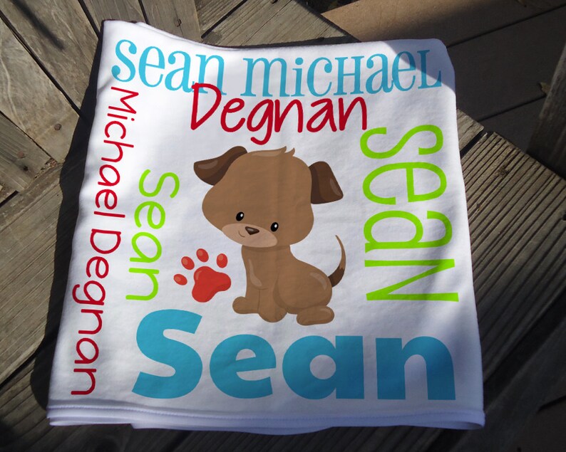 Puppy Personalized Baby Blanket Boy Puppy Receiving Blanket Etsy