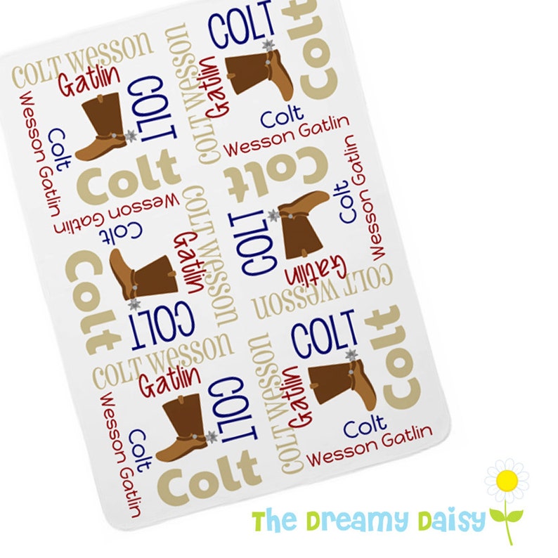 Personalized Cowboy Baby Blanket Cowboy Boot Receiving Etsy