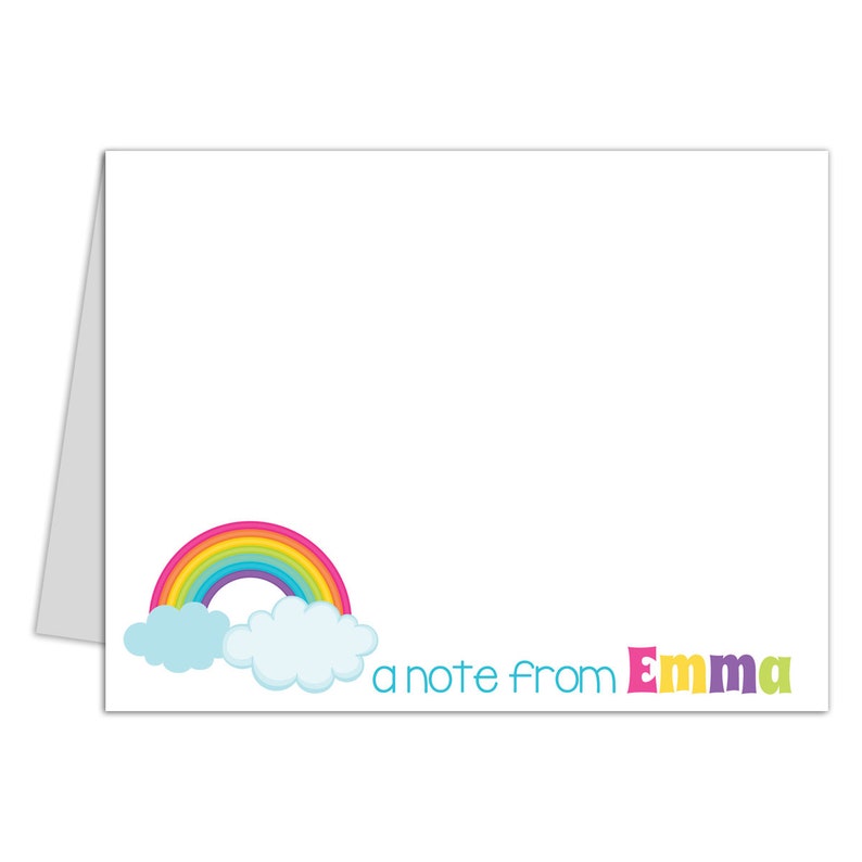 Personalized Kids' Note Cards Set of 10 Rainbow Etsy