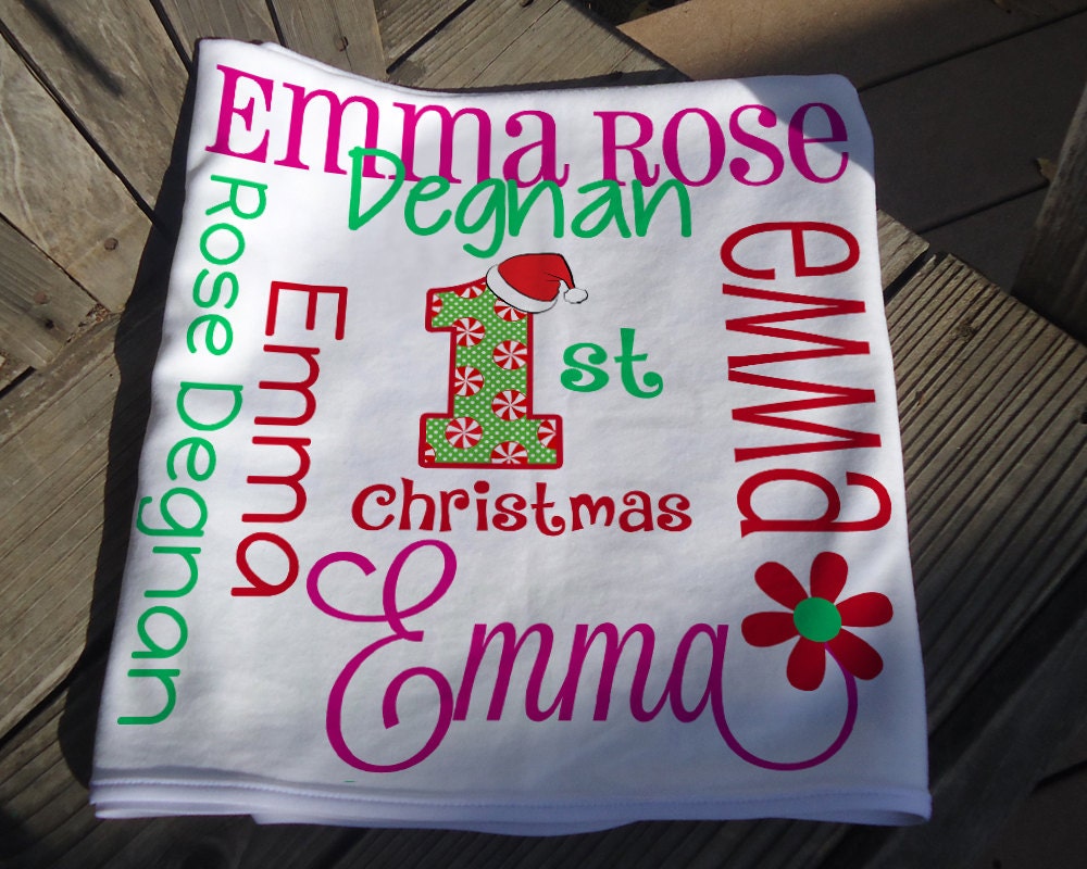 Personalized Baby Receiving Blanket 1st Christmas Baby Etsy