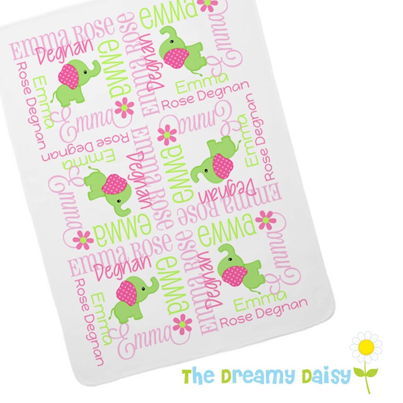 Personalized Elephant Baby Blanket Girl Elephant Receiving Etsy