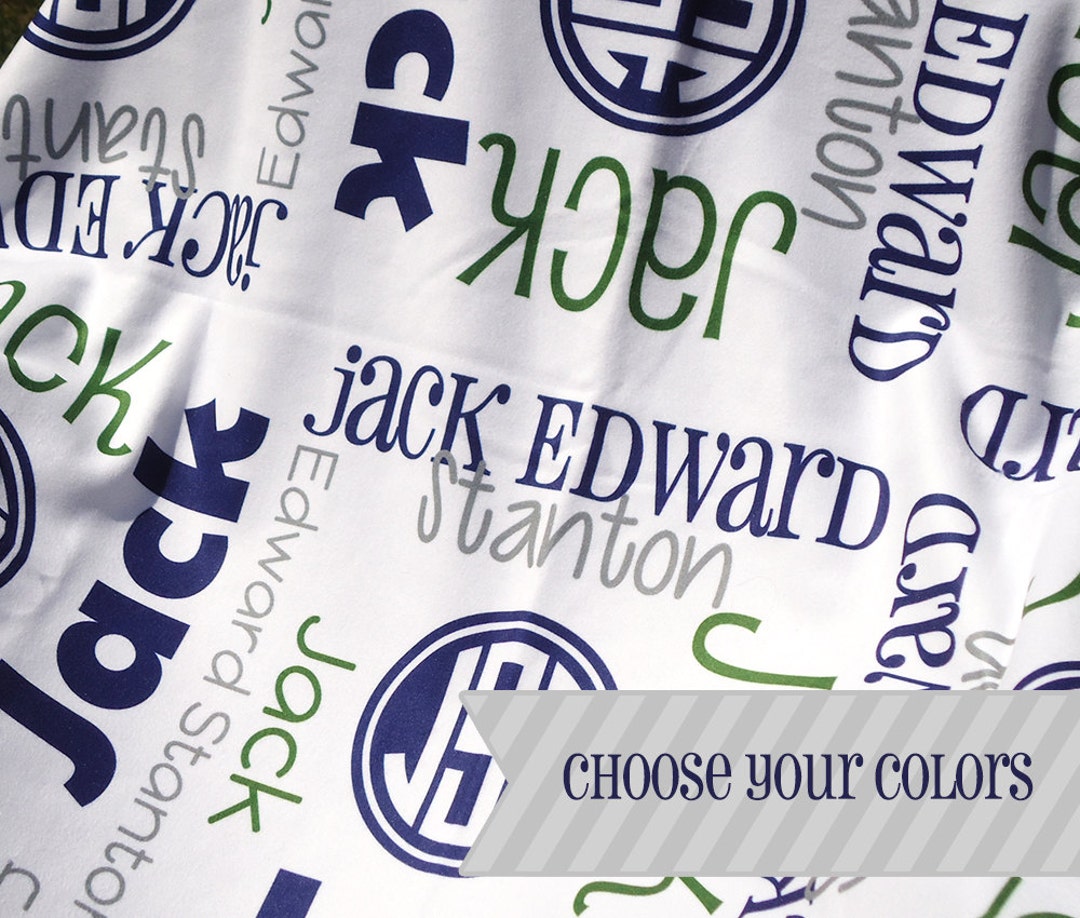 Baby Boy Blanket With Name & Monogram Personalized Receiving Etsy