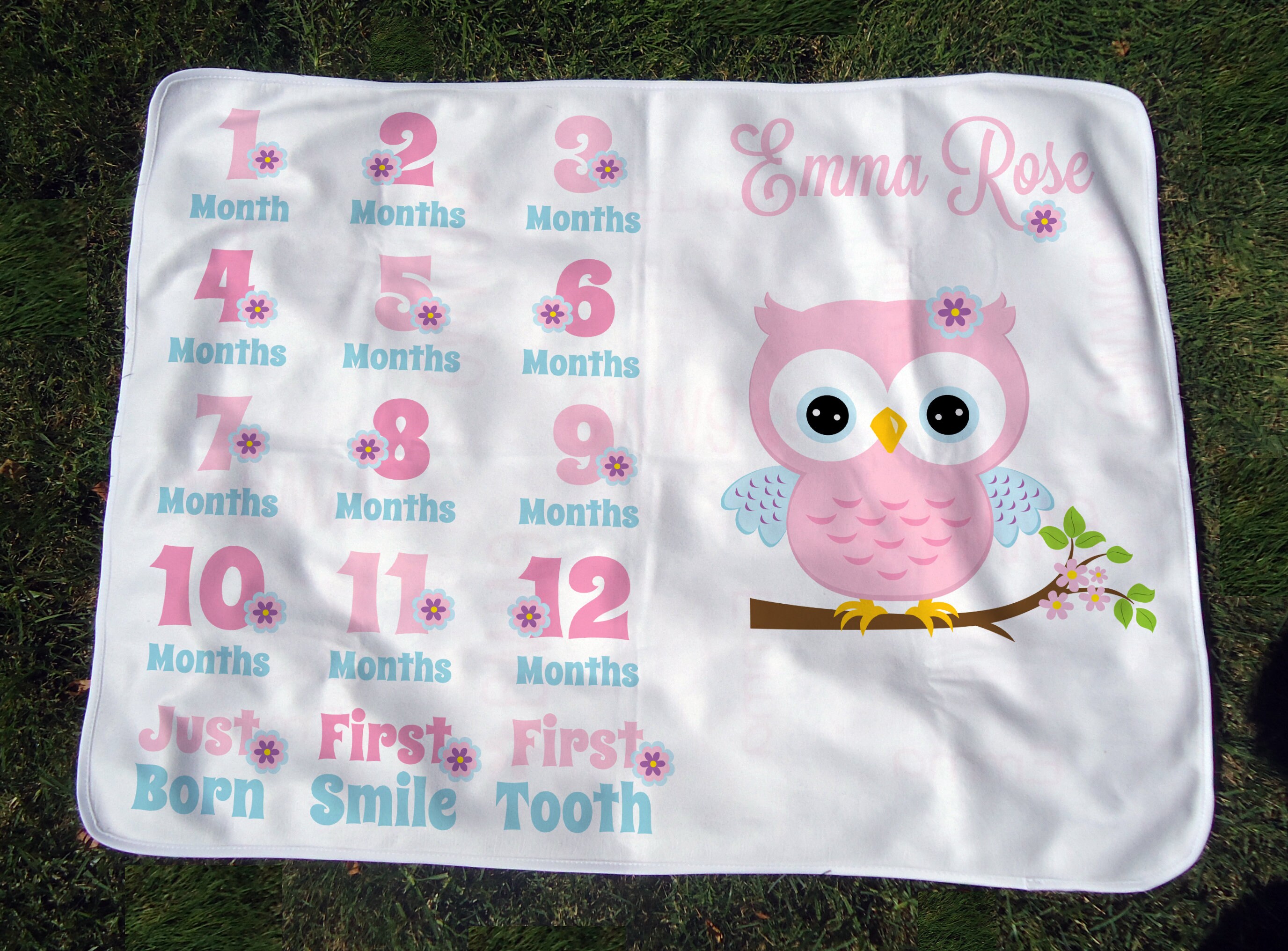 Personalized Owl Milestone Blanket Girls' Owl Growth Etsy