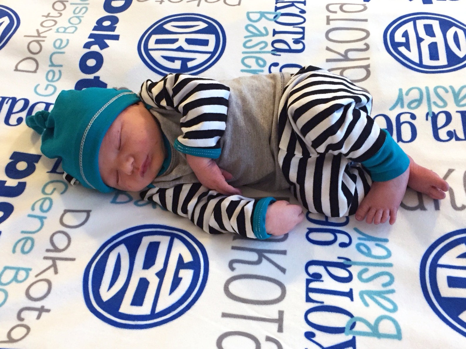 Personalized Baby Boy Blanket With Monogram Custom Receiving Etsy