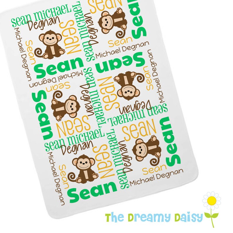 Personalized Monkey Baby Blanket Boy Monkey Receiving Etsy