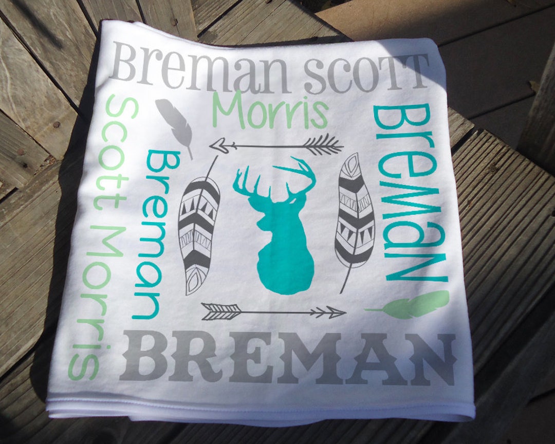 Personalized Deer Baby Blanket With Tribal Arrows and Feathers Etsy