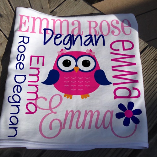 Personalized Owl Baby Blanket Owl Receiving Blanket for Etsy