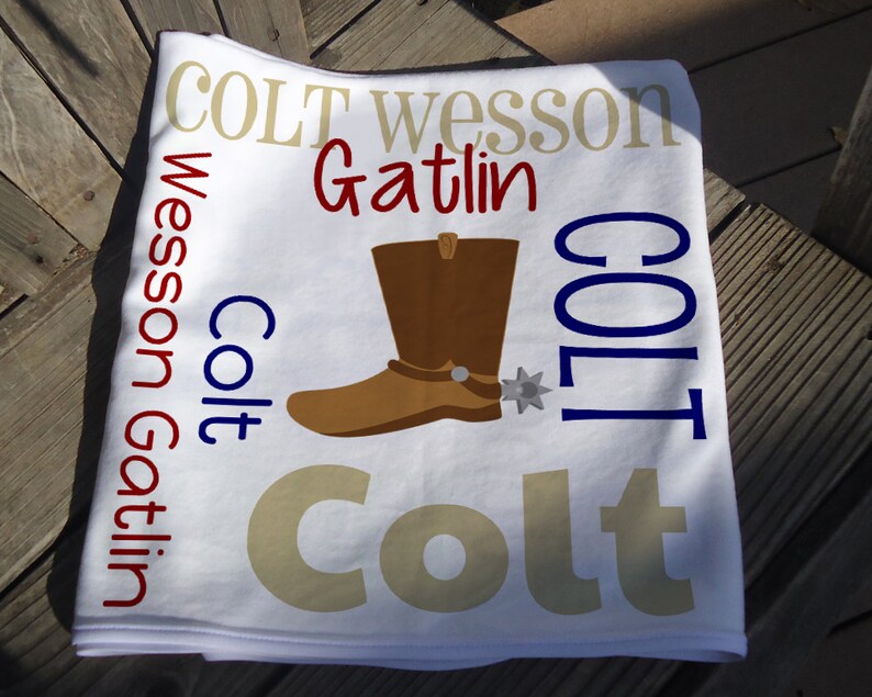 Personalized Cowboy Baby Blanket Cowboy Boot Receiving Etsy