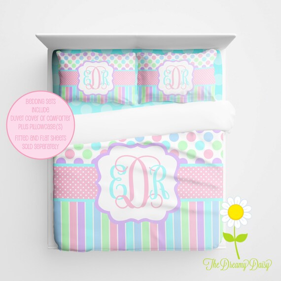 Personalized Pastel Comforter Set Pastel Duvet Cover With Etsy