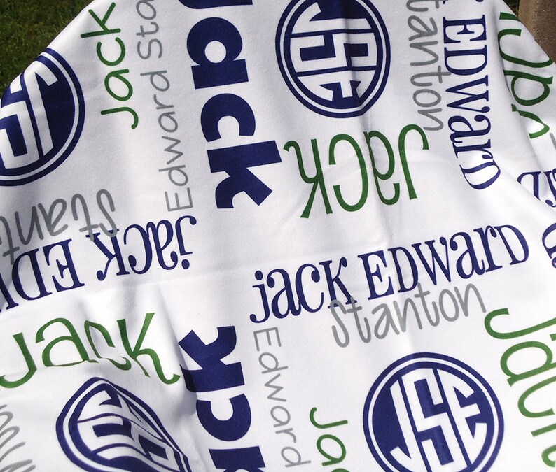 Baby Boy Blanket With Name & Monogram Personalized Receiving Etsy
