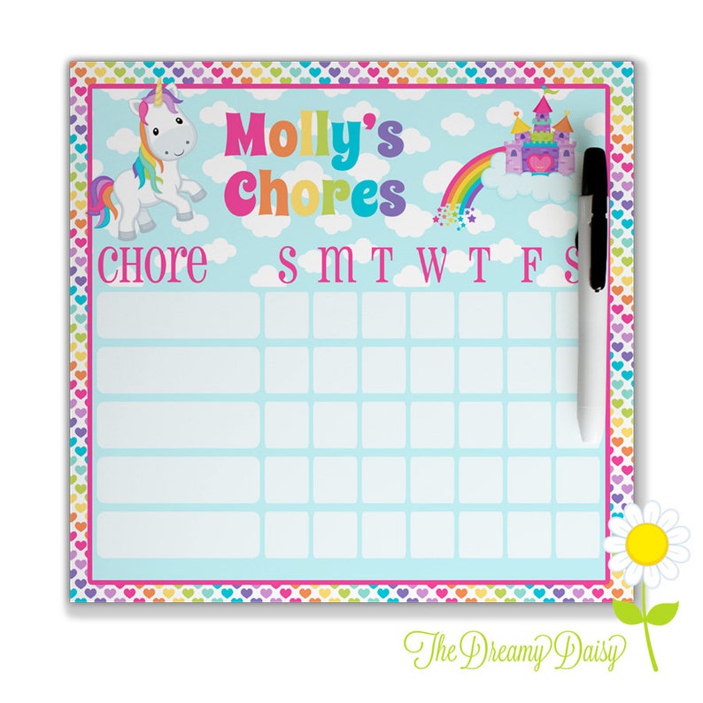 Personalized Unicorn Chore Chart for Kids Girls' Chore - Etsy