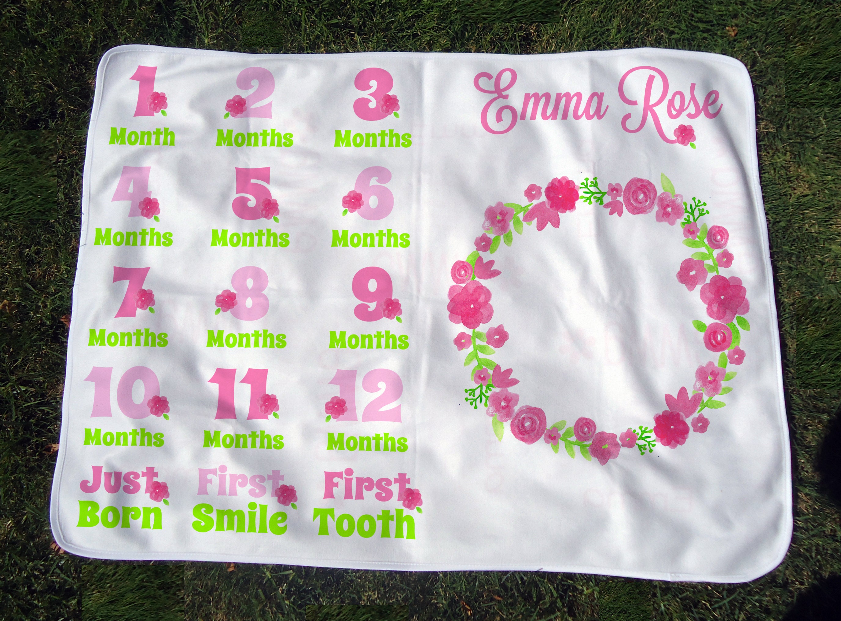 Personalized Milestone Blanket with Flowers Girls Floral Etsy