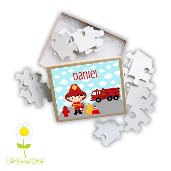 Wooden Name Puzzle for Toddler with Two Names Fire Fighter Wooden Name Puzzle for Toddler with Two Names Fire Fighter