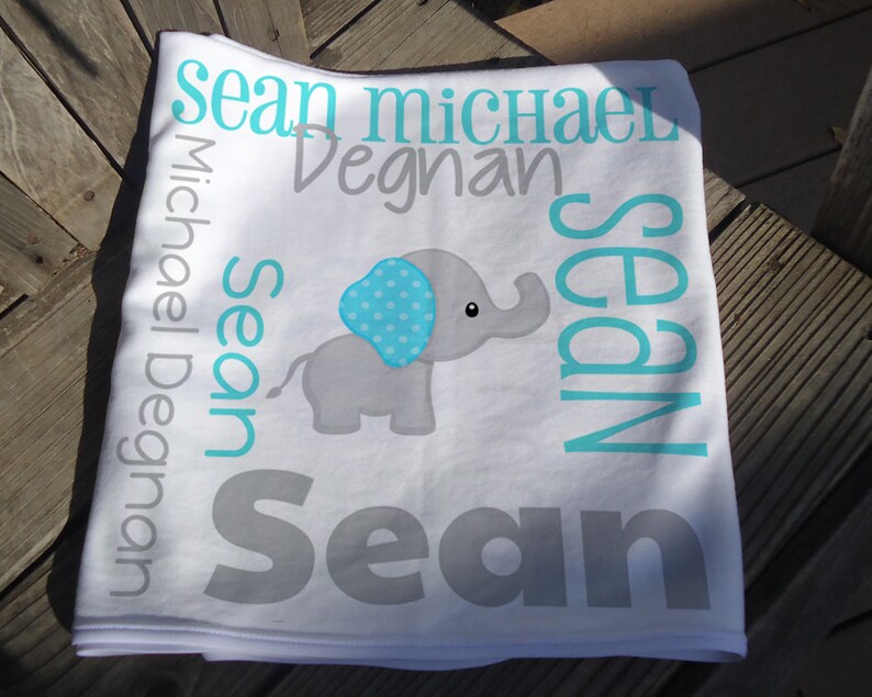 Personalized Elephant Baby Blanket Boy Elephant Receiving Etsy