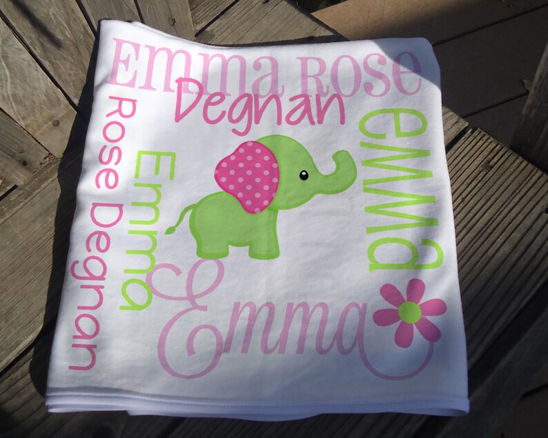 Personalized Elephant Baby Blanket Girl Elephant Receiving Etsy