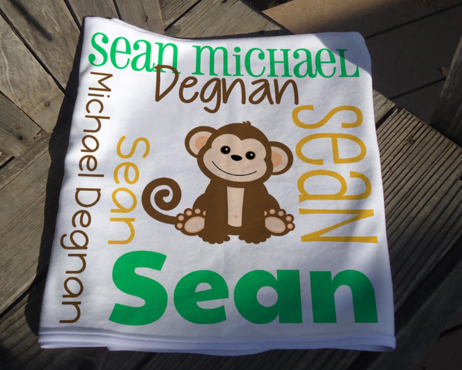 Personalized Monkey Baby Blanket Boy Monkey Receiving Etsy