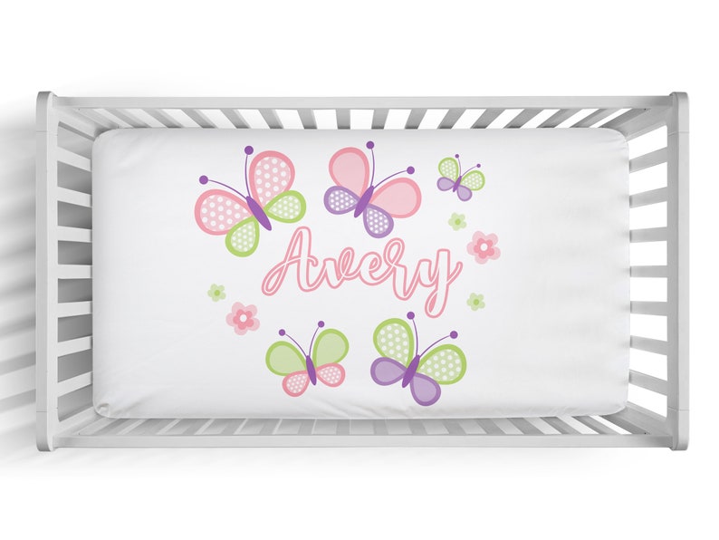 Personalized Butterfly Fitted Crib Sheet Custom Name Etsy