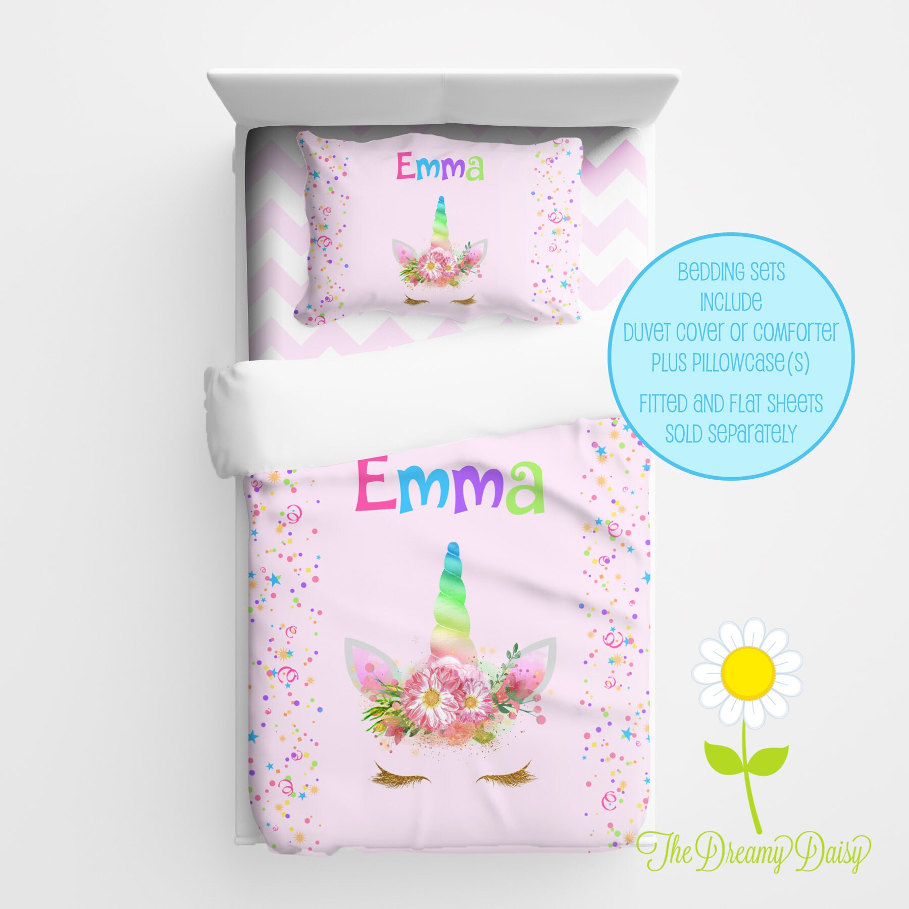 personalized unicorn bedding set