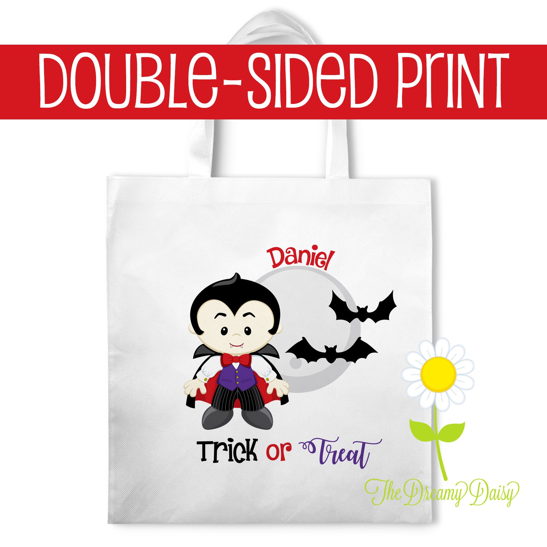 Halloween Vampire Kids Trick Treat Sweets Carry Bags Can Be Personalised Name 