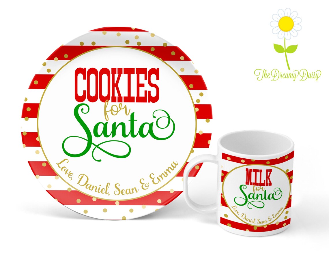 Personalized Santa Cookie Plate and Milk Mug for Kids Santa Etsy