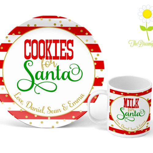 Personalized Santa Cookie Plate and Milk Mug for Kids Santa Etsy