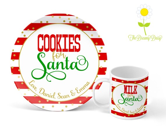 Personalized Kids Santa Plate Melamine Plate Holiday Personalized Cookies for Santa Plate Personalized Kids Plate Christmas Eve