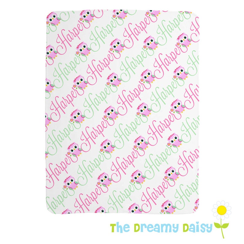 Owl Personalized Baby Blanket Owl Receiving Blanket Owl Etsy