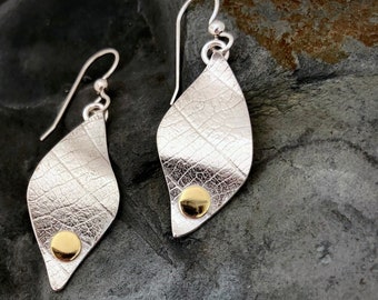 Sterling Silver Freeform Leaf Earrings