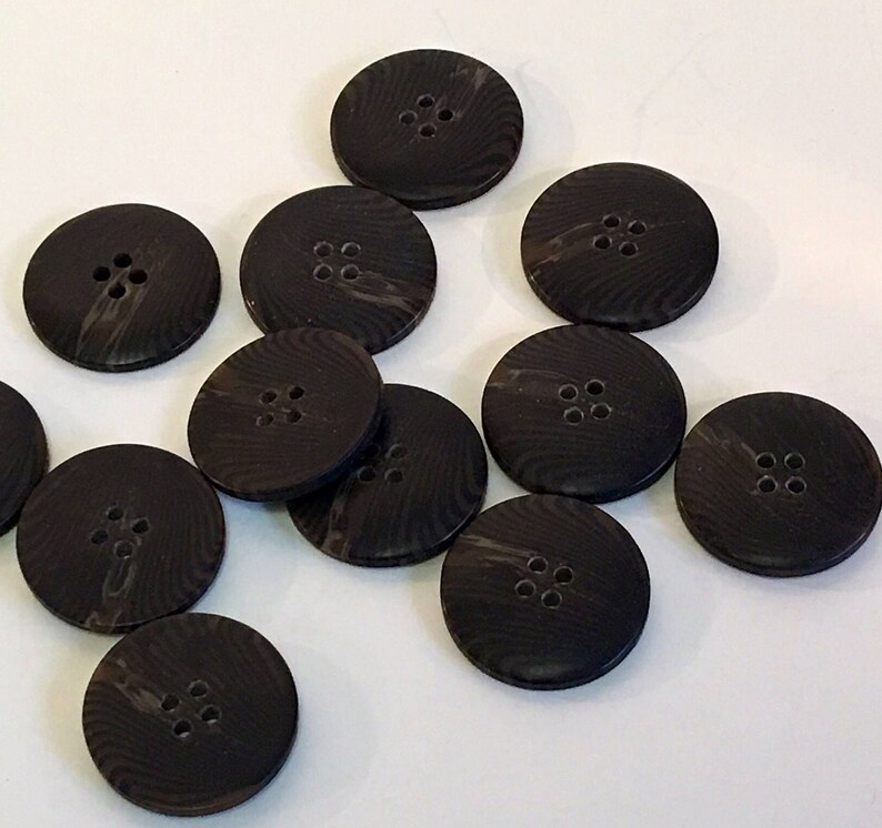 1 Round Black Faux Horn 4Hole Button Black Button Etsy