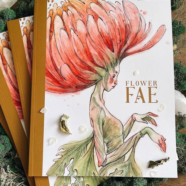 Livre de fleurs fae | Art féerique | Livre d'art | Illustration | Livre signé | Conte de fées | Cottagecore | Noyau de fée