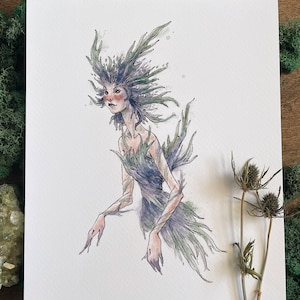 Thistle Flower Fae Art Print | Fairy Art | Illustration | Signed Print | Cottagecore | Fairycore
