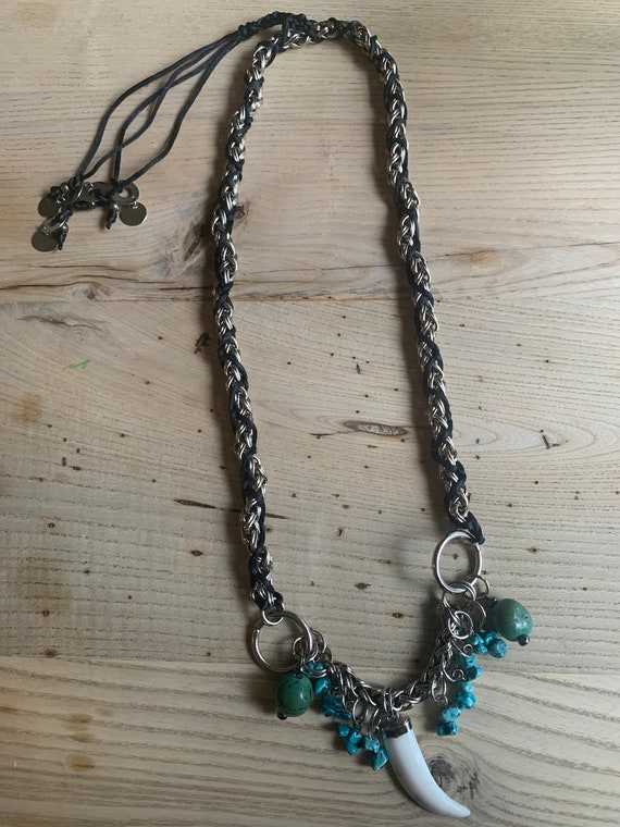 Stainless steel chain necklace turquoise - image 1