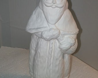 Carved Americana Santa in Ceramic Bisque