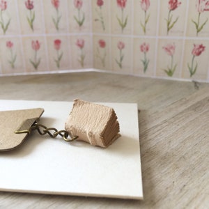 OOAK bookmark with miniature old book - real leather