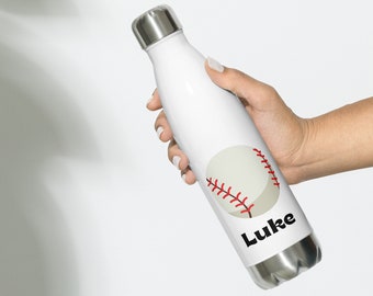 Personalized Baseball Stainless Steel Water Bottle, Custom Sports Bottle, School Bottle for Kids, Gift for him, Baseball Birthday Party Gift