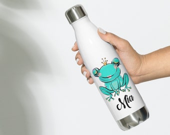 Personalized Cute Princess Frog Gift, Princess Water Bottle, Frog Water Bottle, Mystical Creature Gift; Girls Best Gift; Reusable Bottles