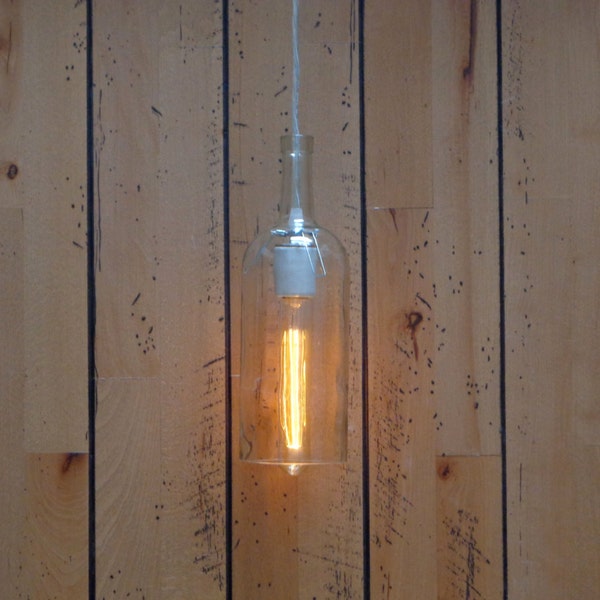Wine Bottle Pendant Light // Clear // Repurposed Glass Lighting
