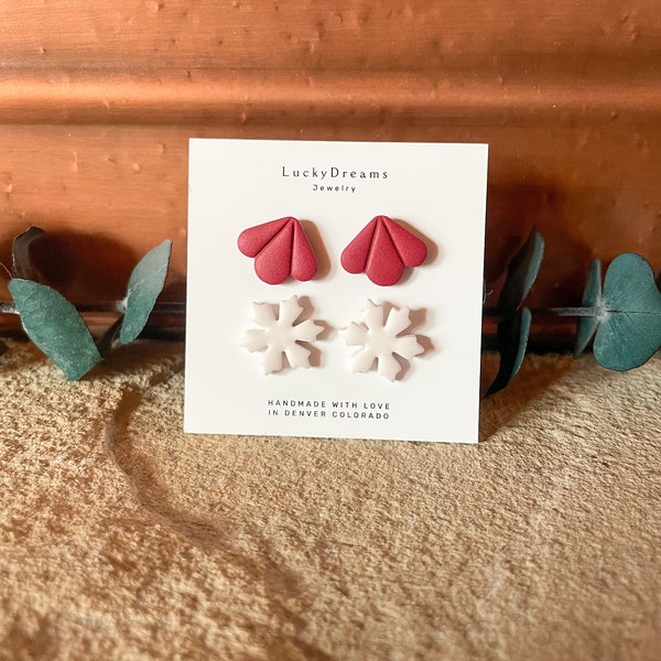 Clay Earrings- The Holiday Stud Pack- Hypoallergenic- Lightweight - Handmade- Statement Jewelry