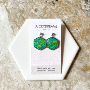 Clay Earrings- The Small Hexagon- Hypoallergenic- Lightweight - Handmade- Statement Jewelry