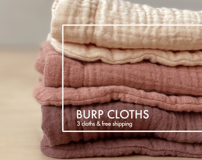 Burp Cloth Set of 3 / Bulk Burp Cloth Pack / Burping Cloth for Babies / Thick Gauze Burp Cloths