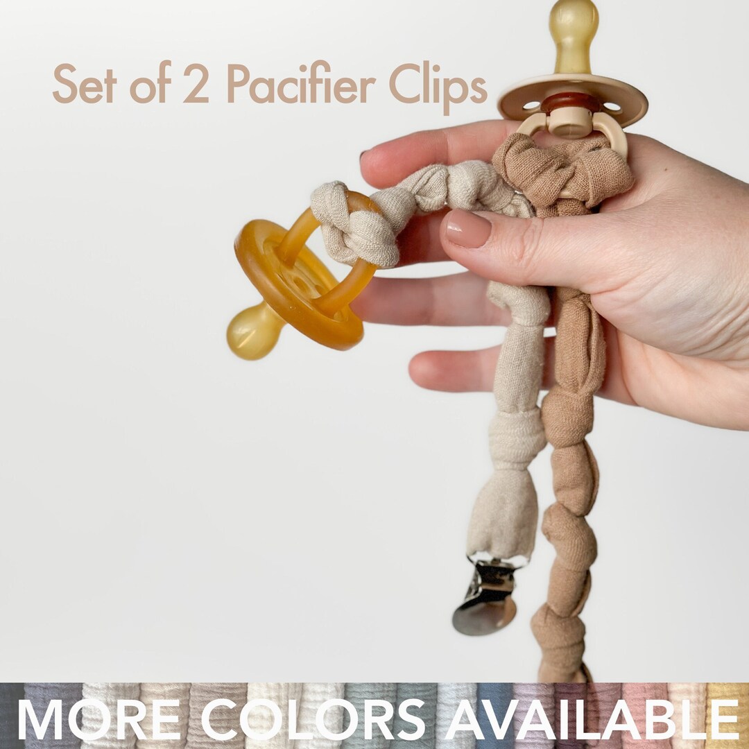 SET of 2 Knotty Pacifier Clips / Many Colors Available / Etsy