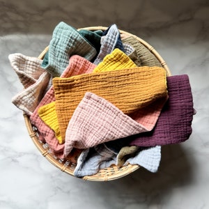 Tiny Cotton Muslin Wash Cloths REVERSIBLE COLOR Baby Washcloths Soft Gauze Baby Wipes Face Towlet Bath Cloth Shower Gift Etsy
