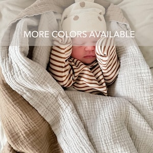 Reversible Cotton Gauze Baby Blanket / 2 Sizes / 4 Ply Cotton Muslin / Newborn Essential / Gender Neutral Baby Shower Gift / Custom Colors