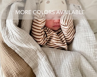 Reversible Cotton Gauze Baby Blanket / 2 Sizes / 4 Ply Cotton Muslin / Newborn Essential / Gender Neutral Baby Shower Gift / Custom Colors