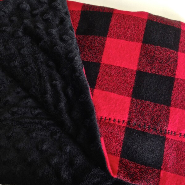 Warm Baby Blanket / Black and Red Buffalo Check Fuzzy Baby Blanket / Plaid / Minky / / Red Blanket / Lumberjack Baby /  Buffalo Check