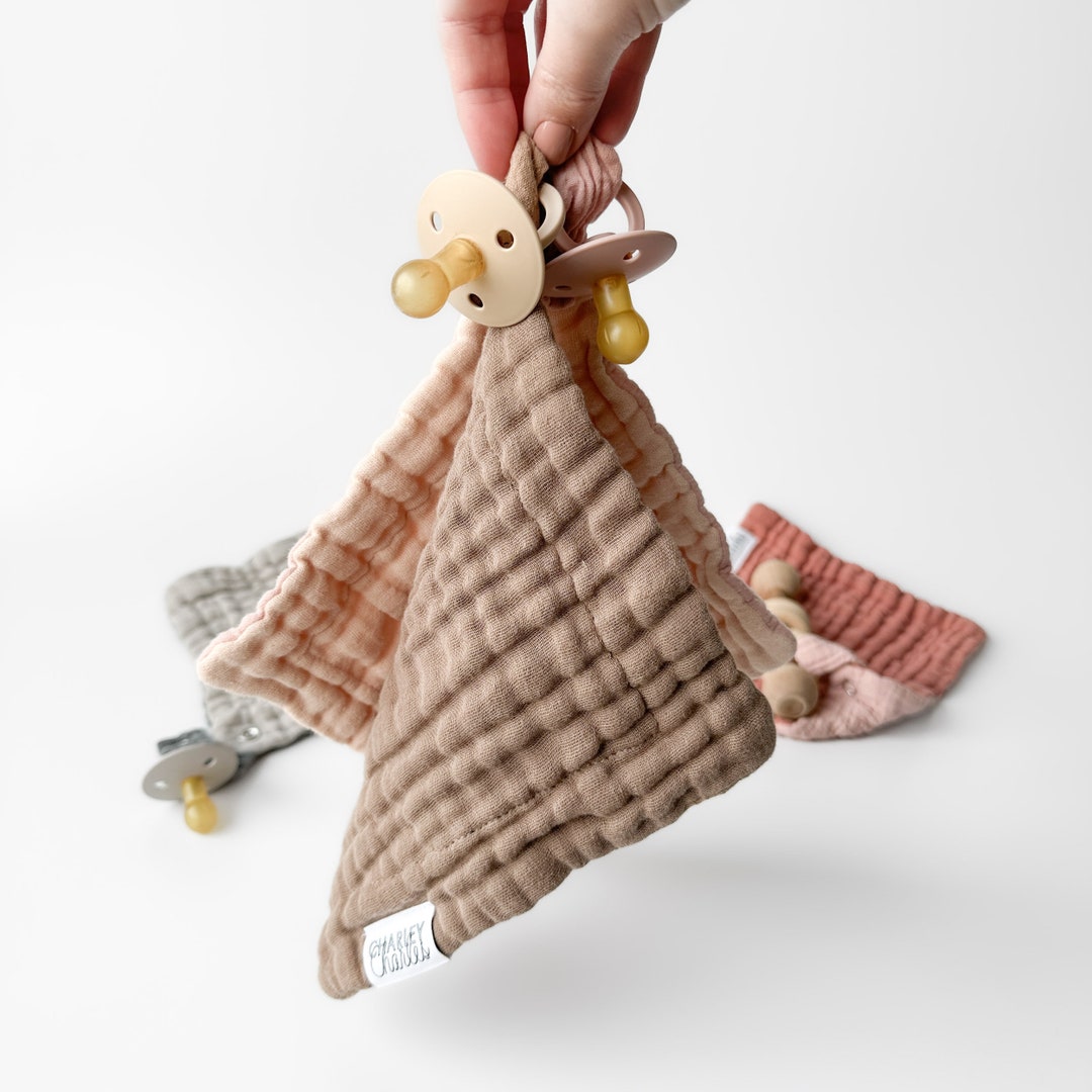 SET of 2 TINY Plush Pacifier Holder Blankets / Security Blanket / Baby Snuggle Lovey / Small