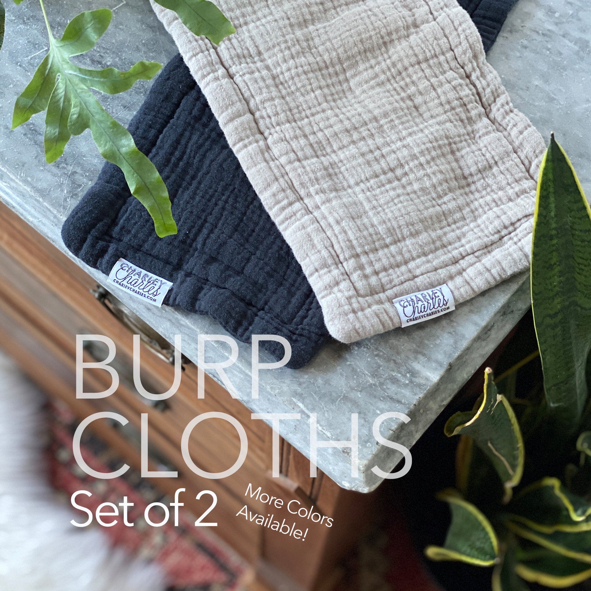Moon and Back Baby Set of 7 Organic Burp Cloths 