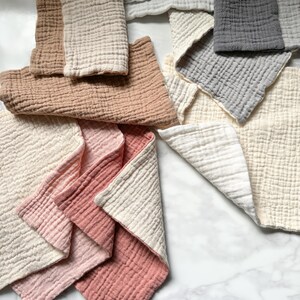 Large Cotton Muslin Washcloth / 12x12 / 4 Ply Thick Cotton Gauze Wash Cloth / Baby Shower Gift / BULK OPTIONS / Nice High Quality Face Towel image 4